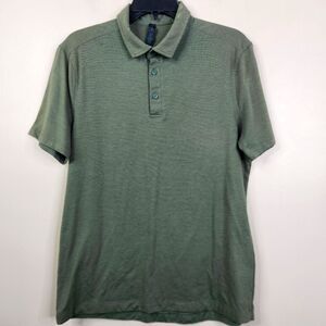 Lululemon Mens Short Sleeve Heather Green Polo Shirt Medium